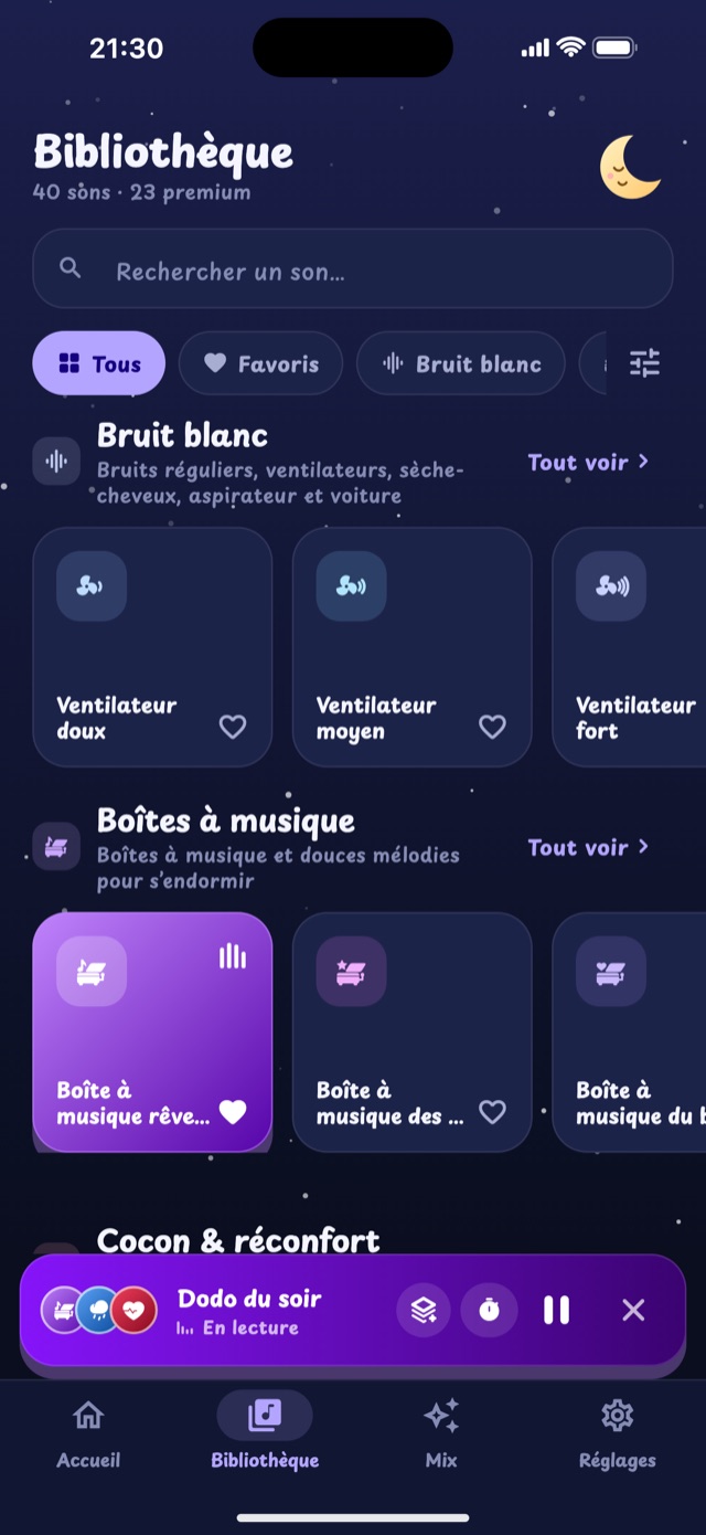 Bibliothèque de sons de Lullaby